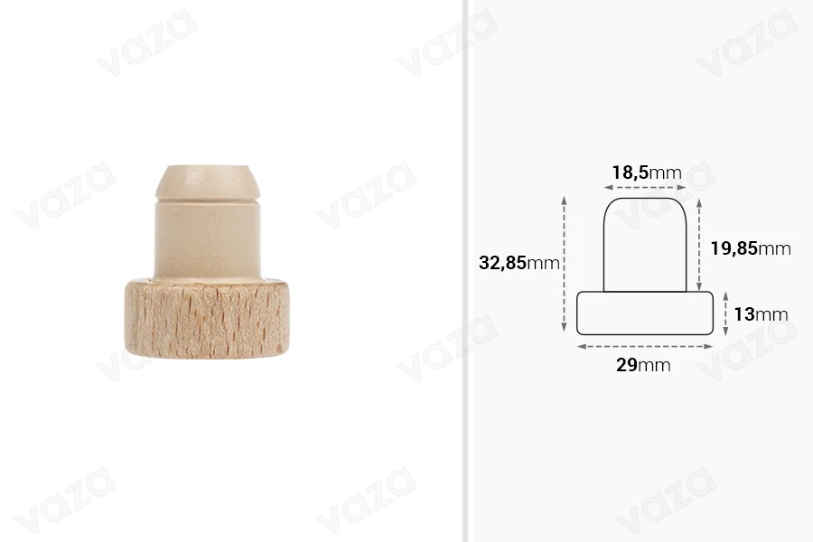 Synthetic Kork Silikon zu fließen und abnehmbares Holzkopf - Ф 18,5 - 19 mm Synthetic Kork Silikon zu fließen und abnehmbares Holzkopf - Ф 18,5 - 19 mm-εικόνα_διαστάσεις