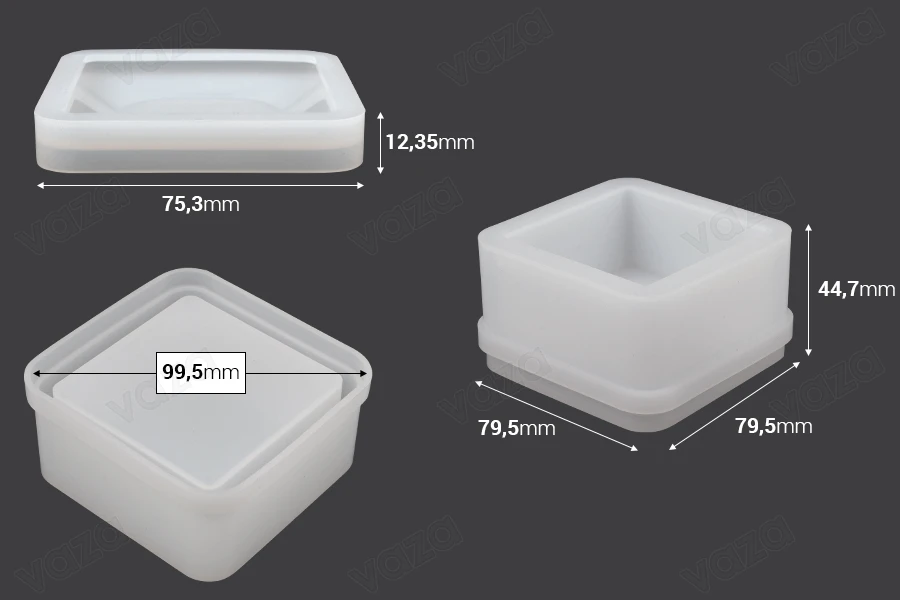 Silicone mold in square shape for epoxy resin Silicone mold in square shape for epoxy resin-εικόνα_διαστάσεις