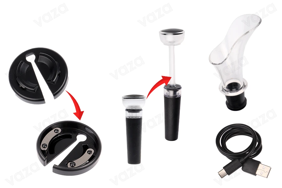 Cavatappi elettrico con accessori per bottiglie di vino Cavatappi elettrico con accessori per bottiglie di vino-εικόνα_σύνθεση