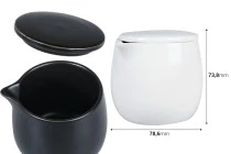 Récipient en céramique de 200 ml avec couvercle et embout pour cire en noir mat ou blanc
