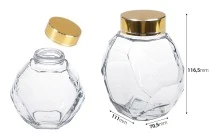 Pot en verre 500 ml avec couvercle doré pour miel Pot en verre 500 ml avec couvercle doré pour miel