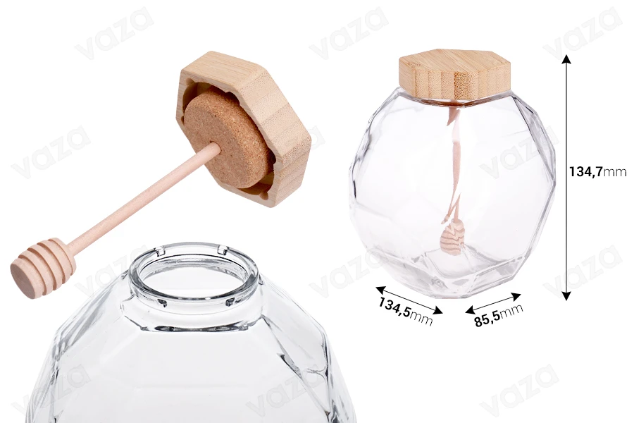 Kavanoz qelqi 1000 ml me tape druri dhe dipper per mjalte-imazh_dimensione