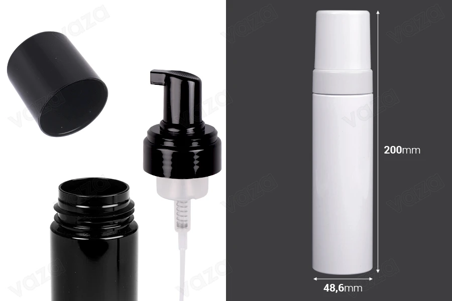 Μπουκάλι πλαστικό PET 200 ml με αντλία αφρού - 12 τμχ  -εικόνα_διαστάσεις