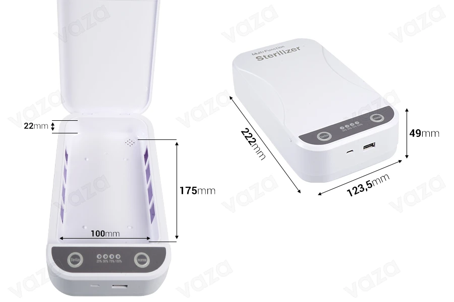 Dispositivo per la sterilizzazione di oggetti tramite raggi UV Dispositivo per la sterilizzazione di oggetti tramite raggi UV-dimensioni_immagine