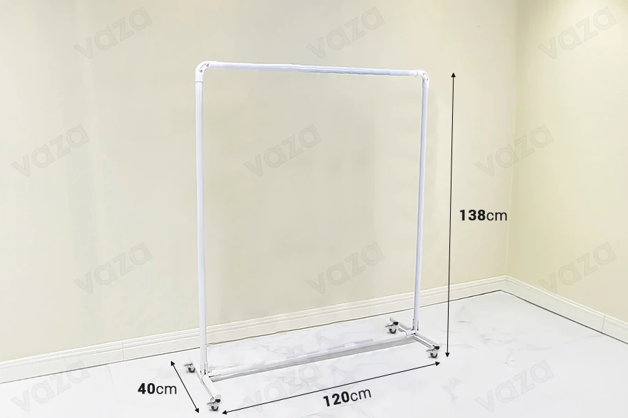 Piantana da terra in metallo 120x40x138 cm con ruote porta grucce Piantana da terra in metallo 120x40x138 cm con ruote porta grucce-εικόνα_διαστάσεις