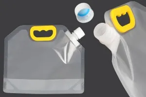Doy Pack transparent 1,5 L mit weißem Sicherheitsverschluss und Griff - 10 Stk-1