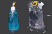 Συσκευασία (ασκός) τύπου Doy Pack διάφανη 2L με λευκό καπάκι ασφαλείας και χειρολαβή - 10 τμχ Συσκευασία (ασκός) τύπου Doy Pack διάφανη 2L με λευκό καπάκι ασφαλείας και χειρολαβή - 10 τμχ