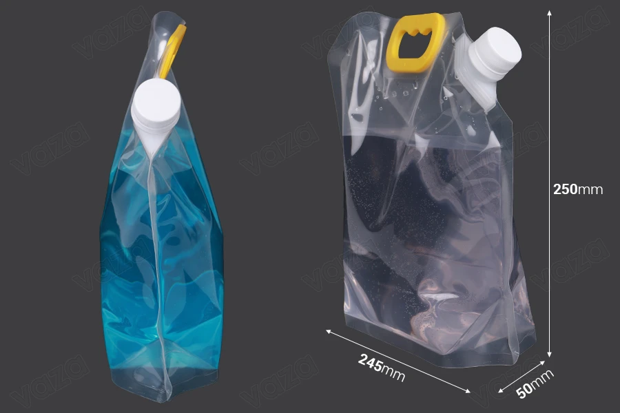 Doy Pack transparent 2L with white safety cap and handle - 10 pcs-image_dimensions
