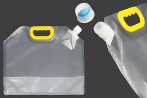 Doy Pack transparent 5L avec bouchon de sécurité et poignée blancs - 10 pcs-1