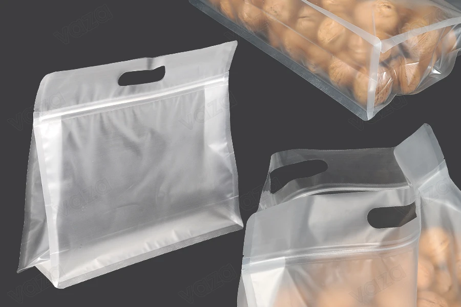 Buste Doy Pack 295x40x230 mm traslucide con chiusura a zip, forate e termosaldabili - 50 pz-immagine_prodotto