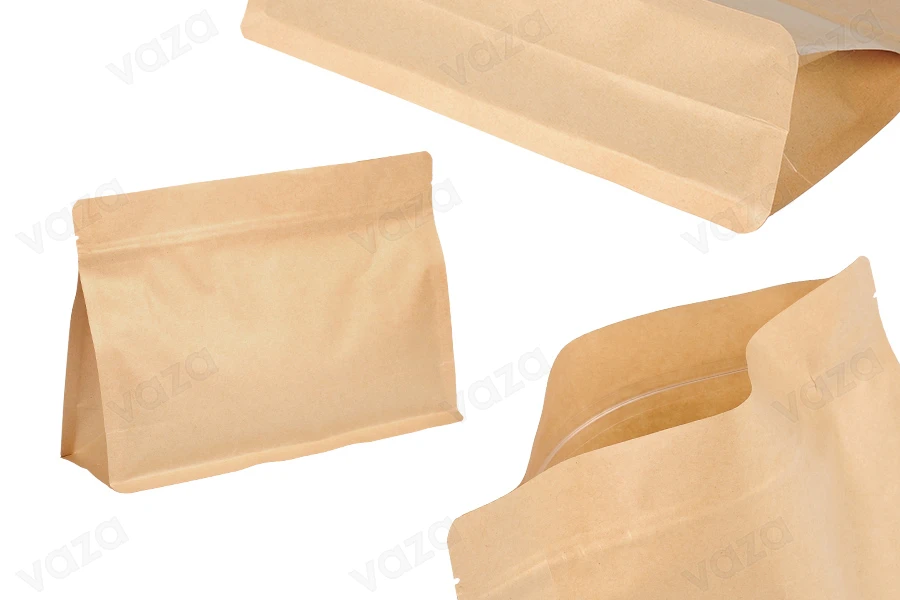 Σακουλάκια κραφτ τύπου Doy Pack 240x40x170 mm με κλείσιμο zip και δυνατότητα σφράγισης με θερμοκόλληση - 50 τμχ-εικόνα_προϊοντική