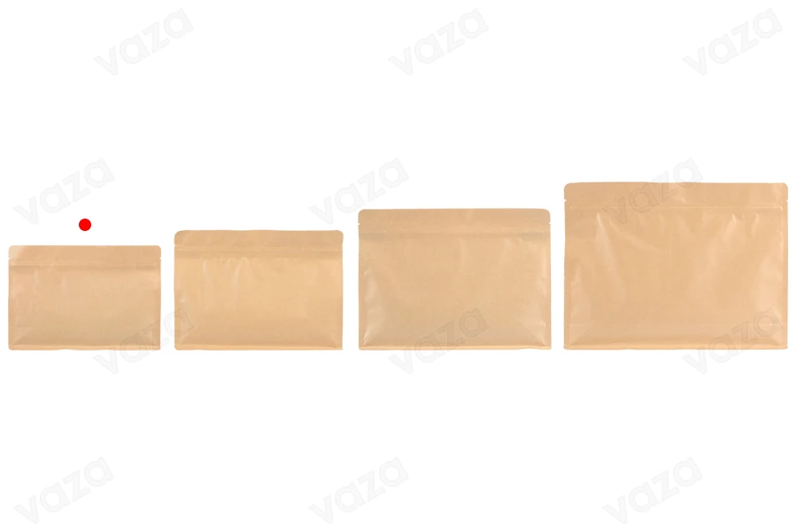 Σακουλάκια κραφτ τύπου Doy Pack 240x40x170 mm με κλείσιμο zip και δυνατότητα σφράγισης με θερμοκόλληση - 50 τμχ-