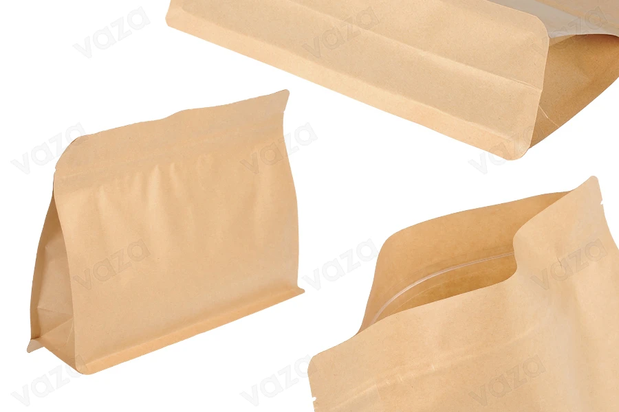 Σακουλάκια κραφτ τύπου Doy Pack 255x40x190 mm με κλείσιμο zip και δυνατότητα σφράγισης με θερμοκόλληση - 50 τμχ-εικόνα_προϊοντική