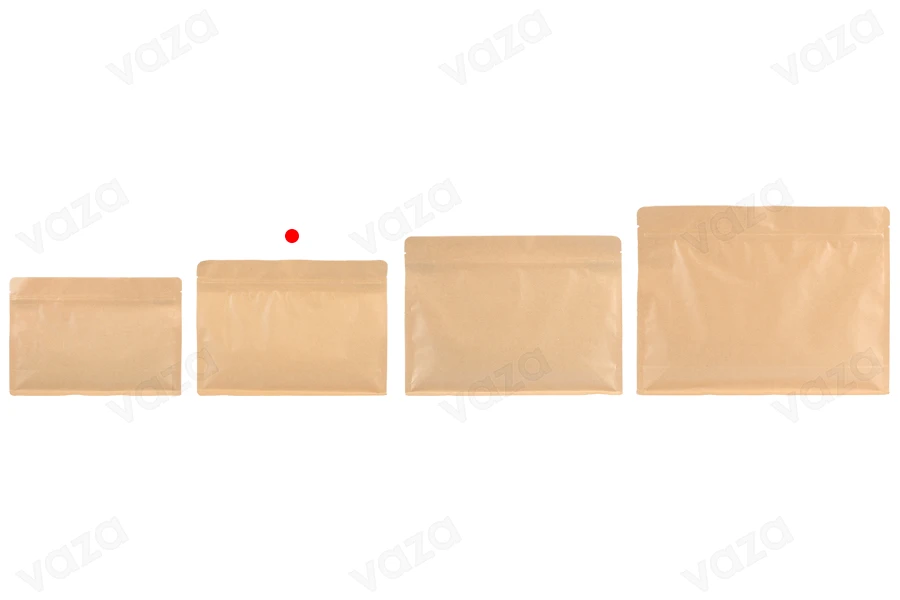 Σακουλάκια κραφτ τύπου Doy Pack 255x40x190 mm με κλείσιμο zip και δυνατότητα σφράγισης με θερμοκόλληση - 50 τμχ-