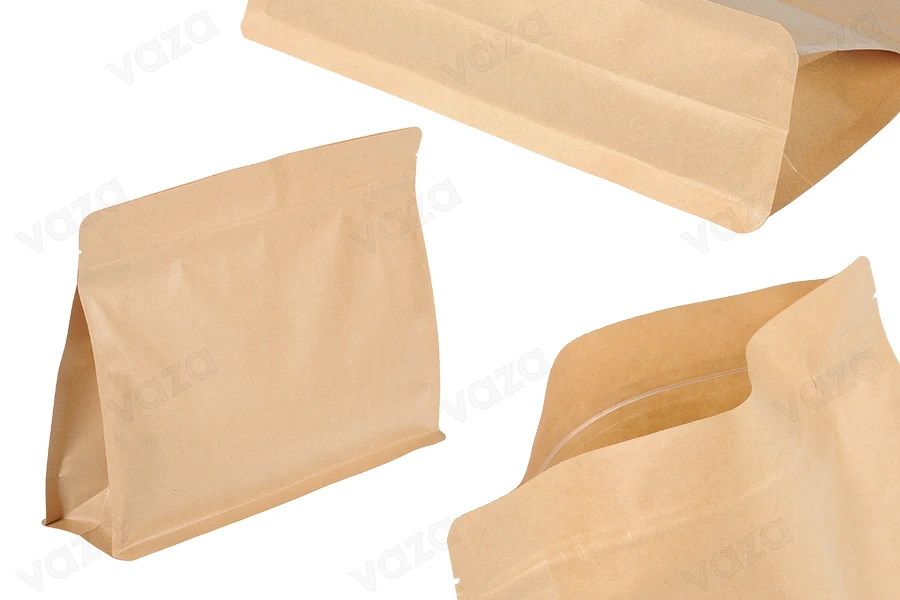 Σακουλάκια κραφτ τύπου Doy Pack 275x40x205 mm με κλείσιμο zip και δυνατότητα σφράγισης με θερμοκόλληση - 50 τμχ-εικόνα_προϊοντική