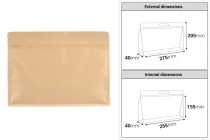 Σακουλάκια κραφτ τύπου Doy Pack 275x40x205 mm με κλείσιμο zip και δυνατότητα σφράγισης με θερμοκόλληση - 50 τμχ