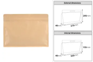 Doy Pack type kraft bags 275x40x205 mm with zip closure and heat sealable - 50 pcs-2