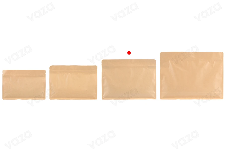 Σακουλάκια κραφτ τύπου Doy Pack 275x40x205 mm με κλείσιμο zip και δυνατότητα σφράγισης με θερμοκόλληση - 50 τμχ-