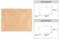 Doy Pack type kraft bags 295x40x230 mm with zip closure and heat sealable - 50 pcs Doy Pack type kraft bags 295x40x230 mm with zip closure and heat sealable - 50 pcs