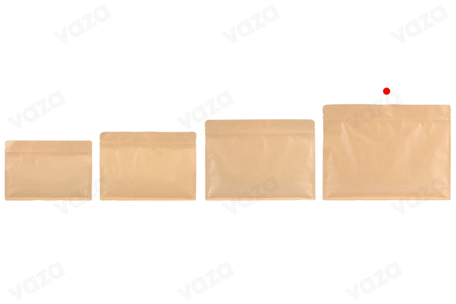 Σακουλάκια κραφτ τύπου Doy Pack 295x40x230 mm με κλείσιμο zip και δυνατότητα σφράγισης με θερμοκόλληση - 50 τμχ-