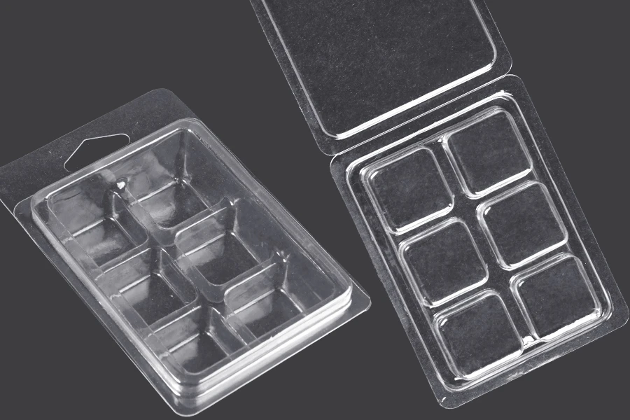 Θήκη πλαστική (PET) 6 θέσεων για τετράγωνα wax melts - 20 τμχ