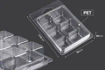 Θήκη πλαστική (PET) 6 θέσεων για τετράγωνα wax melts - 20 τμχ
