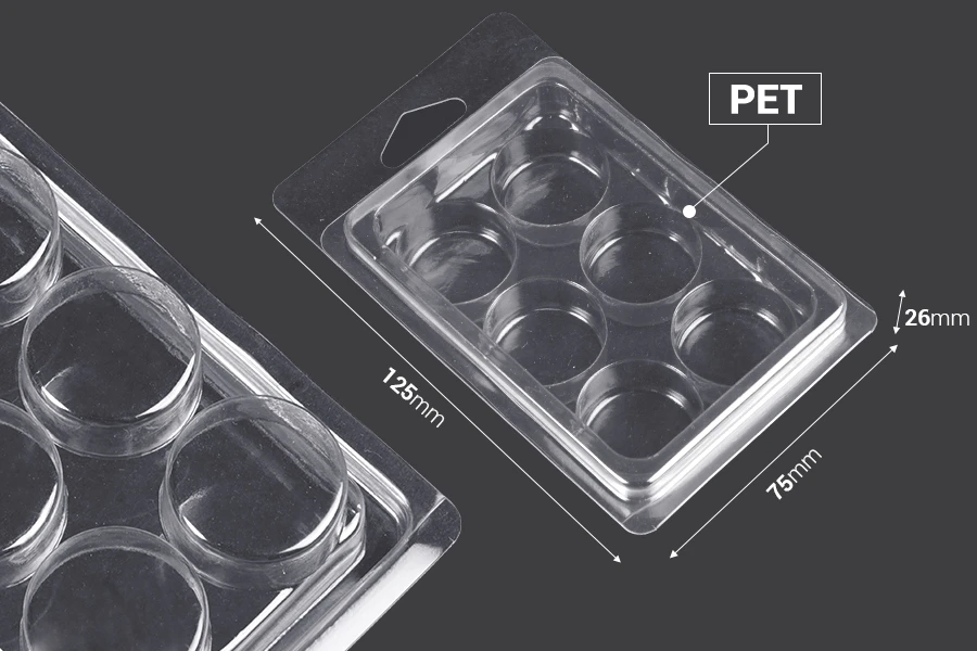 Θήκη πλαστική (PET) 6 θέσεων για στρογγυλά wax melts - 20 τμχ