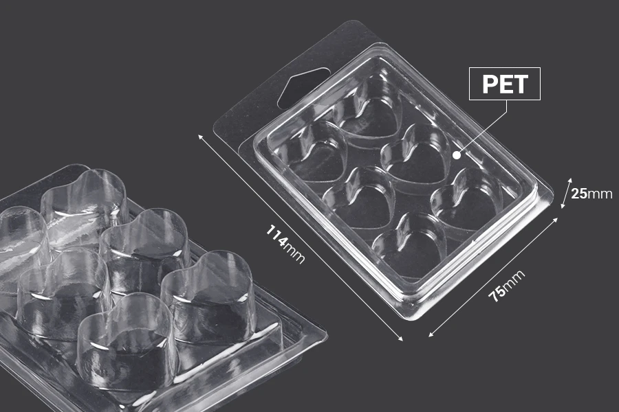 Θήκη πλαστική (PET) 6 θέσεων για wax melts σε σχήμα καρδιάς - 20 τμχ Θήκη πλαστική (PET) 6 θέσεων για wax melts σε σχήμα καρδιάς - 20 τμχ