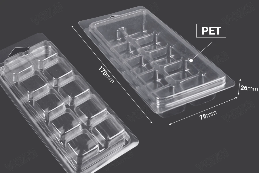 Θήκη πλαστική (PET) 10 θέσεων για τετράγωνα wax melts - 20 τμχ Θήκη πλαστική (PET) 10 θέσεων για τετράγωνα wax melts - 20 τμχ-εικόνα_διαστάσεις