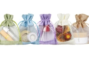 Pochette en lin 100x140 mm avec fenêtre (tulle) de différentes couleurs - 50 pcs-6