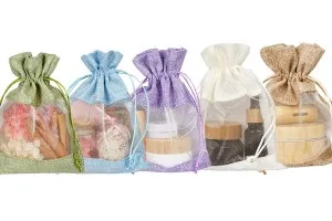 Pochette en lin 130x180 mm avec fenêtre (tulle) de différentes couleurs - 25 pcs-7