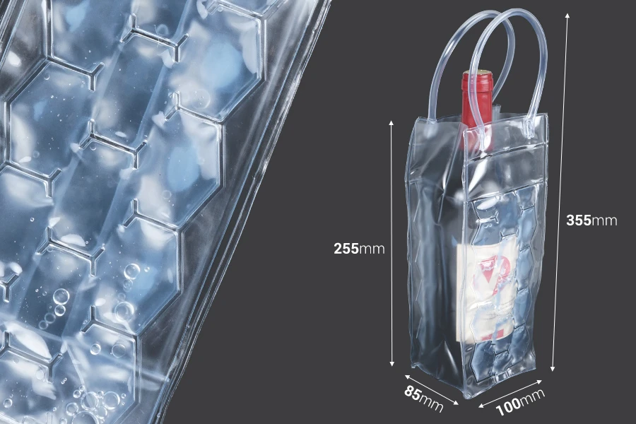 Transparente isotherme Flaschentasche mit Griff Transparente isotherme Flaschentasche mit Griff