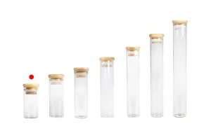 Tube en verre transparent 30 ml avec bouchon en bambou et caoutchouc - 6 pcs-5