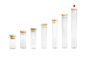 Γυάλινος διάφανος σωλήνας 110 ml με bamboo καπάκι και λάστιχο - 6 τμχ-5