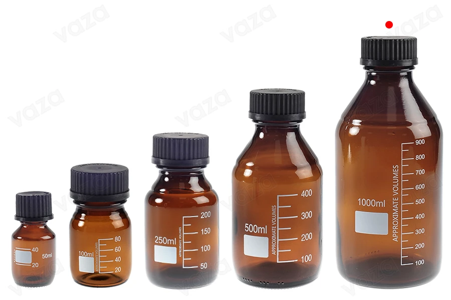 1000ml graduierte Glasflasche mit schwarzem Kunststoffverschluss-bildgruppe