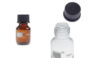 50ml graduierte Glasflasche mit schwarzem Kunststoffverschluss-1