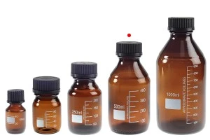 Flacone in vetro graduato da 500 ml con tappo in plastica nera-6