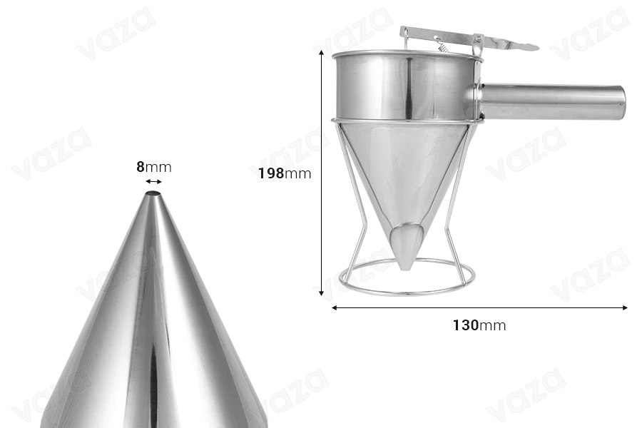 Stainless steel tool - 1200ml funnel (8mm tip) for filling candles and soaps Stainless steel tool - 1200ml funnel (8mm tip) for filling candles and soaps-image_dimensions