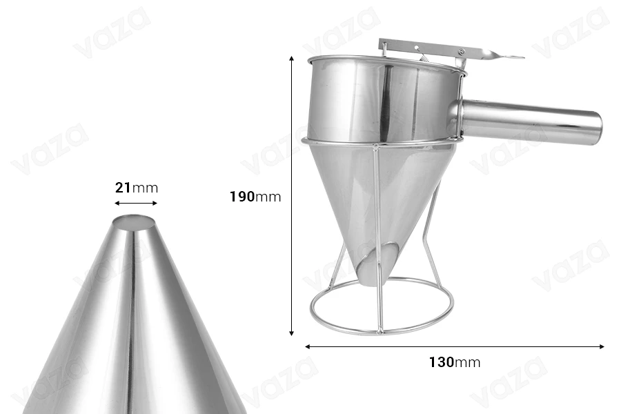 Ανοξείδωτο εργαλείο - χωνί 1200 ml (απόληξη 21 mm) για γέμισμα κεριών και σαπουνιών Ανοξείδωτο εργαλείο - χωνί 1200 ml (απόληξη 21 mm) για γέμισμα κεριών και σαπουνιών-εικόνα_διαστάσεις