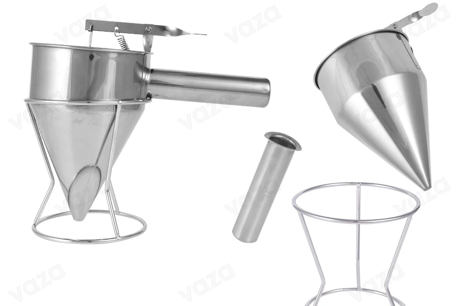 Ανοξείδωτο εργαλείο - χωνί 600 ml (απόληξη 8 mm) για γέμισμα κεριών και σαπουνιών-εικόνα_προϊοντική