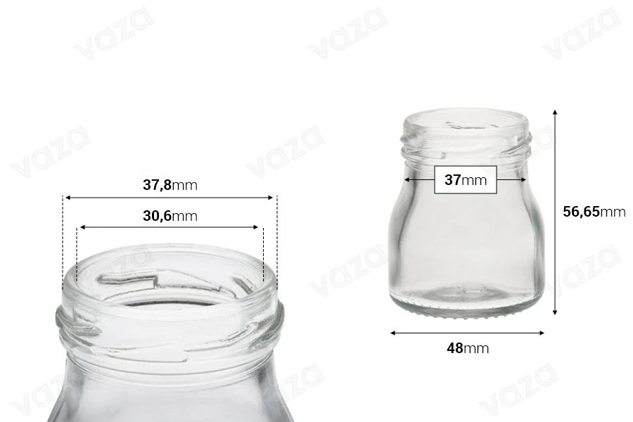 Γυάλινο βαζάκι 50 ml  (Τ.Ο 43)-εικόνα_διαστάσεις