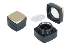 Barattolo di vetro di lusso da 20 ml in colore nero opaco per crema con coperchio speciale e sigillo in plastica Barattolo di vetro di lusso da 20 ml in colore nero opaco per crema con coperchio speciale e sigillo in plastica
