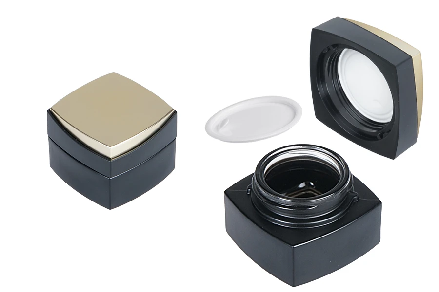 Barattolo di vetro di lusso da 20 ml in colore nero opaco per crema con coperchio speciale e sigillo in plastica Barattolo di vetro di lusso da 20 ml in colore nero opaco per crema con coperchio speciale e sigillo in plastica