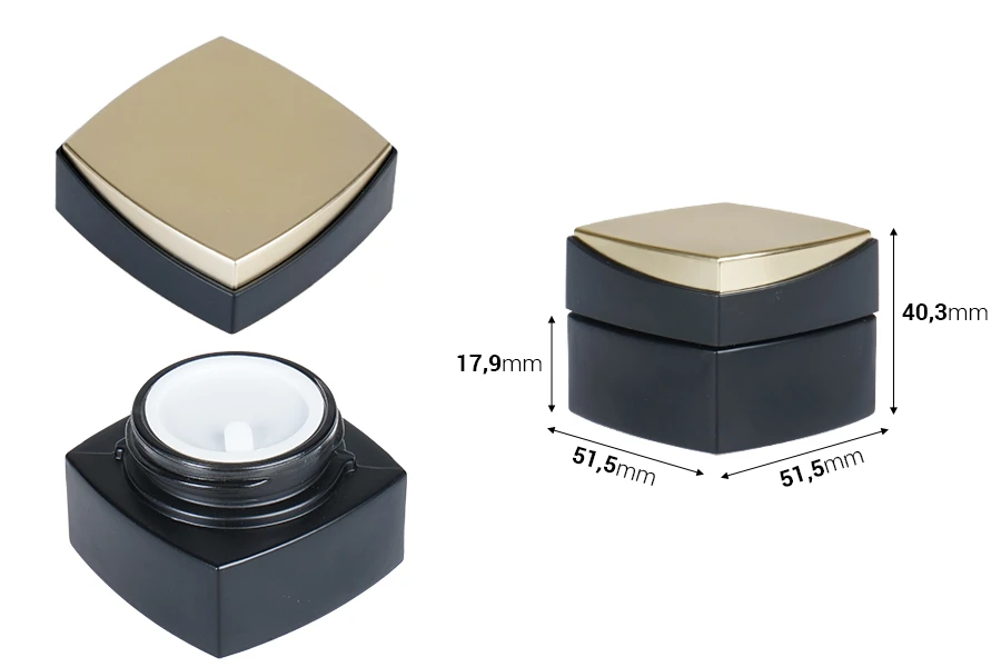 Barattolo di vetro di lusso da 20 ml in colore nero opaco per crema con coperchio speciale e sigillo in plastica Barattolo di vetro di lusso da 20 ml in colore nero opaco per crema con coperchio speciale e sigillo in plastica