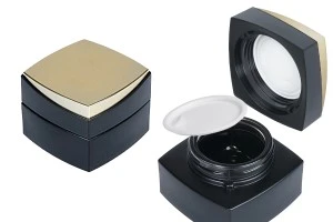 Γυάλινο βάζο 50 ml πολυτελείας σε μαύρο ματ χρώμα για κρέμα με ιδιαίτερο καπάκι και πλαστικό παρέμβυσμα-1