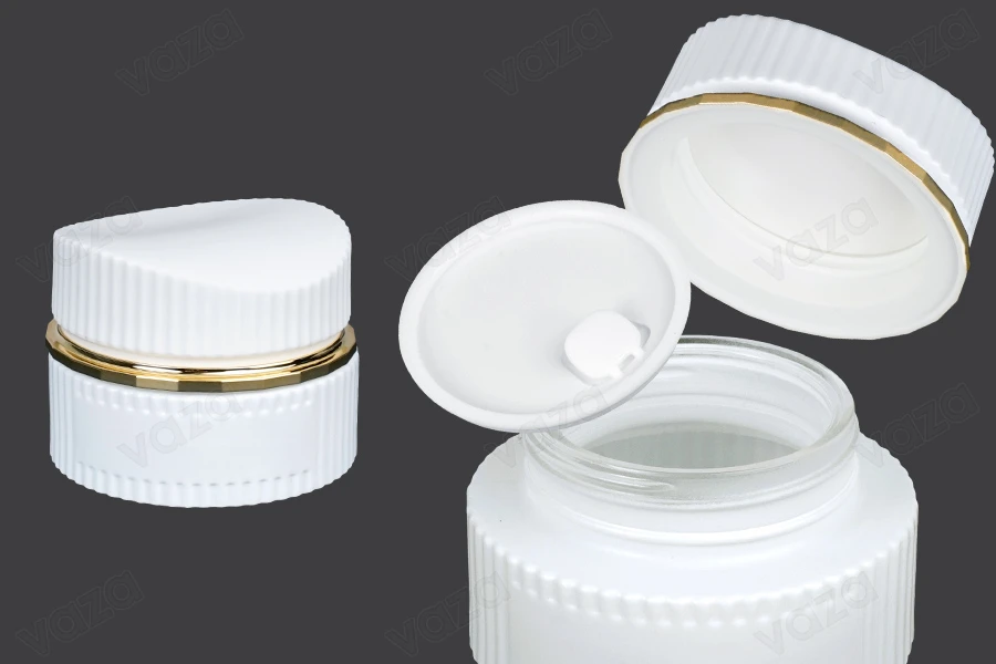 Barattolo di vetro di lusso da 30 ml in colore bianco opaco per crema con coperchio e sigillo in plastica Barattolo di vetro di lusso da 30 ml in colore bianco opaco per crema con coperchio e sigillo in plastica-immagine_prodotto