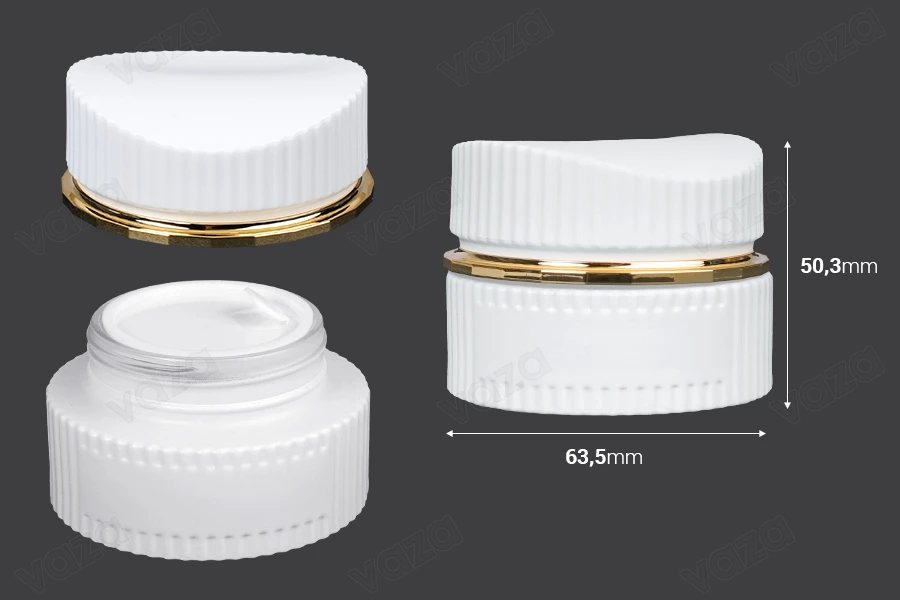 Barattolo di vetro di lusso da 30 ml in colore bianco opaco per crema con coperchio e sigillo in plastica Barattolo di vetro di lusso da 30 ml in colore bianco opaco per crema con coperchio e sigillo in plastica-dimensioni_immagine