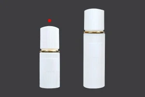 Γυάλινο μπουκάλι 30 ml πολυτελείας σε λευκό ματ χρώμα με καπάκι και χρυσή αντλία κρέμας-5