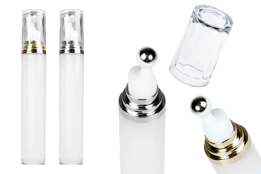 Acrylic bottle 20 ml cylindrical for cosmetic use with roll-on pump and transparent cap - 6 pcs Acrylic bottle 20 ml cylindrical for cosmetic use with roll-on pump and transparent cap - 6 pcs