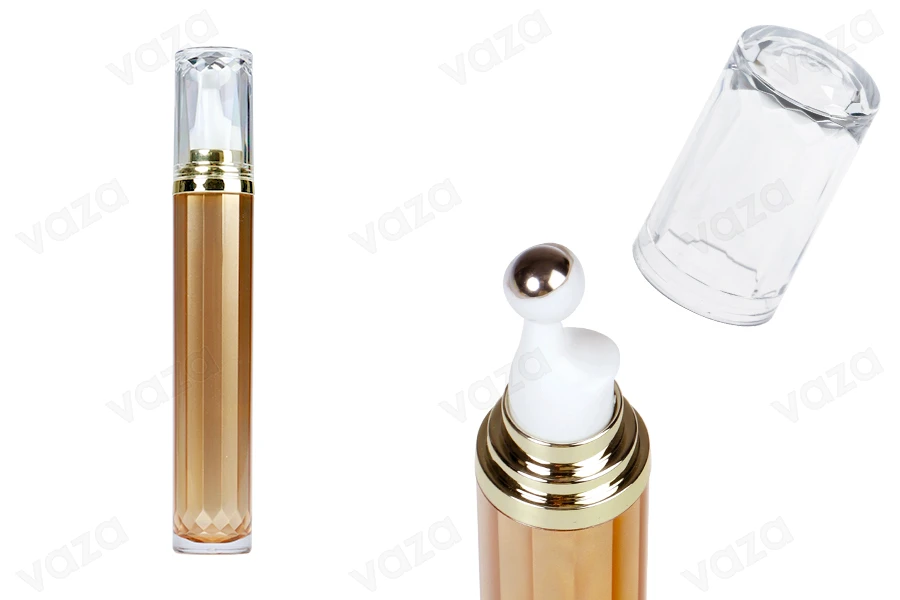 Acrylflasche 20 ml für kosmetische Zwecke in brauner Farbe mit Roll-on-Pumpe und transparentem Verschluss – 6 Stück-εικόνα_προϊοντική